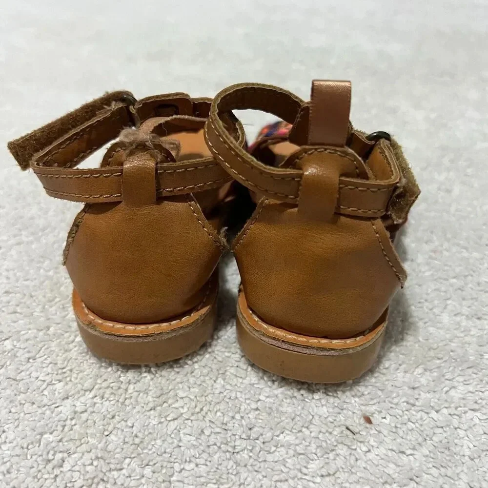 Carters Baby Girl Brown Gladiator Sandals 6 T Strap Boho Colorful Strappy Pink